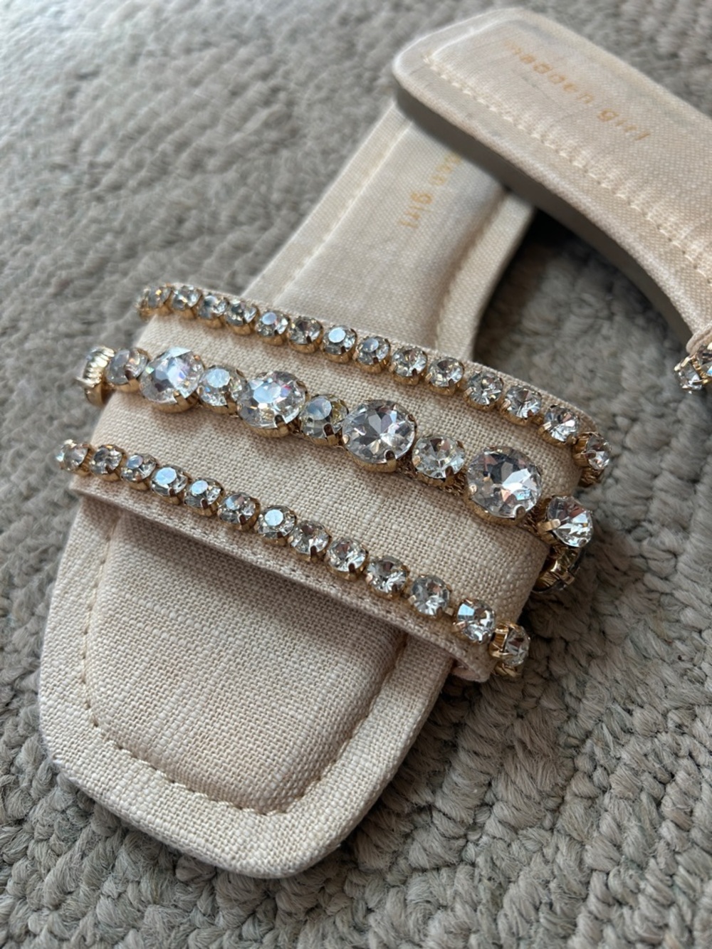 Madden Girl Beaded Slide Sandals in Natural Multi - Picture 4 of 14